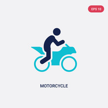 Two Color Motorcycle Vector Icon From Activities Concept. Isolated Blue Motorcycle Vector Sign Symbol Can Be Use For Web, Mobile And Logo. Eps 10
