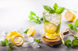 Fototapeta  - Homemade refreshing summer lemonade .
