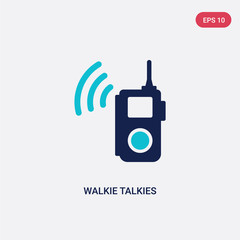 two color walkie talkies vector icon from outdoor activities concept. isolated blue walkie talkies vector sign symbol can be use for web, mobile and logo. eps 10