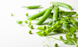 Fototapeta Mapy - Fresh green  peas pods and  green peas