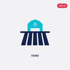 two color farm vector icon from farming and gardening concept. isolated blue farm vector sign symbol can be use for web, mobile and logo. eps 10