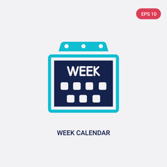 two color week calendar vector icon from airport terminal concept. isolated blue week calendar vector sign symbol can be use for web, mobile and logo. eps 10