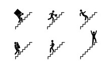 People Climb The Stairs, Various Icons, Stick Figures Man Pictogram