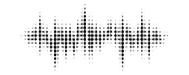 black halftone pattern for screen blending mode. halftone pattern audio waveform. sound wave spectru