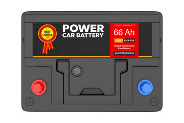 Poster - Top View of Rechargeable Car Battery 12V Accumulator