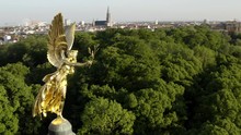 Angel Of Peace (Friedensengel) In Munich With Luitpold Bridge (Luitpoldbrücke) Aerial