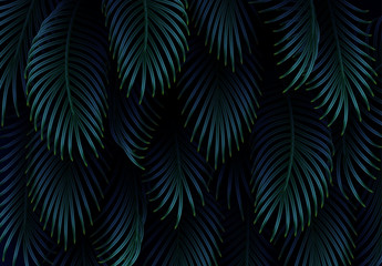 Wall Mural - branch palm realistic. leaves and branches of palm trees. tropical leaf background. green foliage, t
