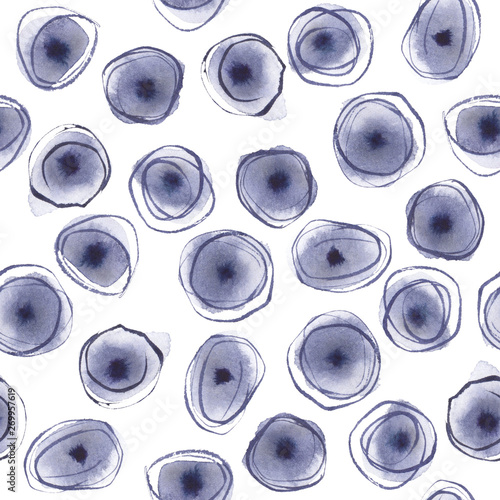 Abstract hand painted stained navy blue background. Seamless watercolor pattern