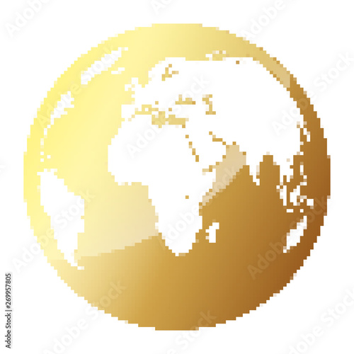 Gold Globe Earth In Pixel Art Style Vector Illustration Buy This Stock Vector And Explore Similar Vectors At Adobe Stock Adobe Stock