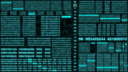 Aufkleber - HUD Futuristic Digital Encoder Decoder Data Number Selection Code Background. Virtual Reality  Abstract Random Count Binary Decimal Statistics Monitor Display Illustration.