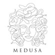 medusa face continuous single line style - Thin Line