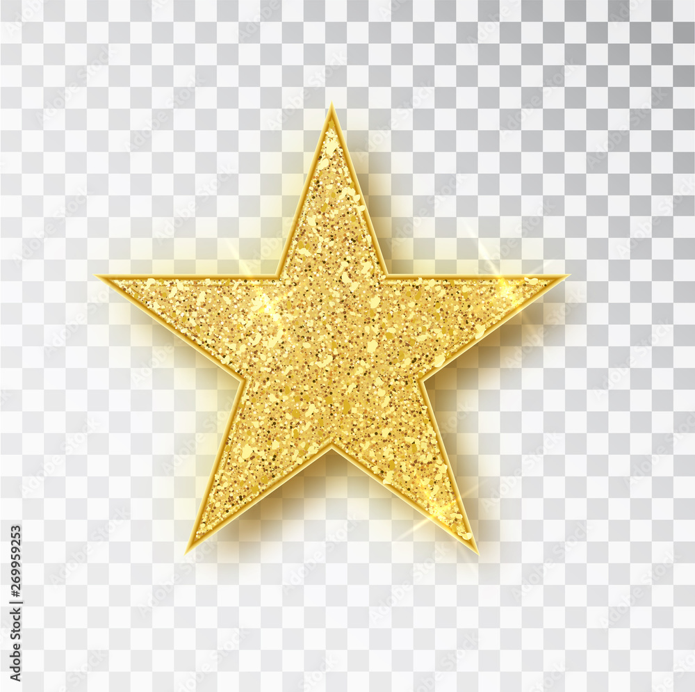 Gold glitter star vector isolated. Golden sparkle luxury design element isolated. Icon of star isolated. New Year s decor element. Ramadan design element Template - obrazy, fototapety, plakaty 