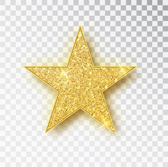 gold glitter star vector isolated. golden sparkle luxury design element isolated. icon of star isola