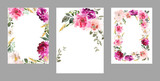 Fototapeta Kwiaty - Set of watercolor cards for wedding invitations.