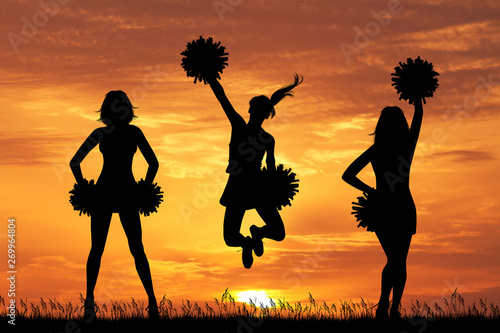 Fotomural illustration of cheerleader silhouette at sunset