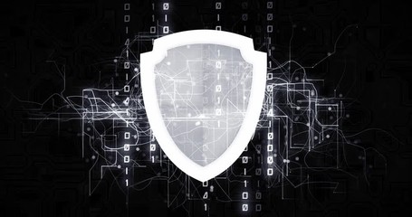 Wall Mural - antiviral shield in virtual cyberspace network with binary code