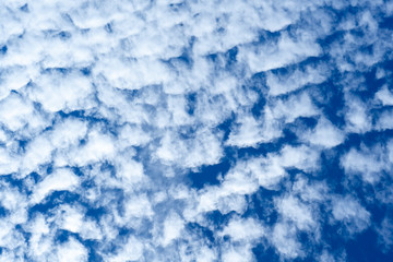 Blue sky background with white clouds.