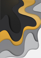 Wall Mural - 3d paper art illustration. Gold and grey halftone gradients. Landscape the top view, the top view on the river. Design layout for banners presentations, flyers, posters and invitations. Vector