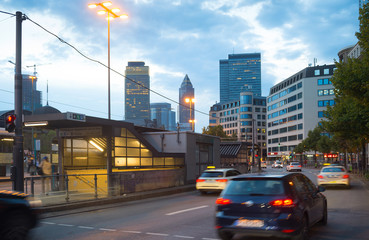Fototapete - Traffic road Downtown Frankfurt Germany