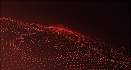 Wall Mural - Abstract background with red neon dotted digital pattern.