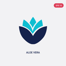 Two Color Aloe Vera Vector Icon From Beauty Concept. Isolated Blue Aloe Vera Vector Sign Symbol Can Be Use For Web, Mobile And Logo. Eps 10