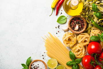 Wall Mural - Cooking table with ingredients. Italian cuisine concept