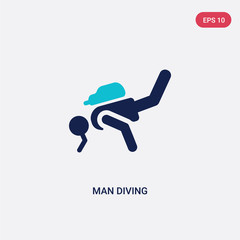 Wall Mural - two color man diving vector icon from behavior concept. isolated blue man diving vector sign symbol can be use for web, mobile and logo. eps 10