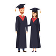 © Gstudio - young couple students graduated characters