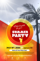 Wall Mural - template for summer party poster