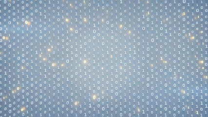 Wall Mural - Binary code matrix with glowing symbols 3D render