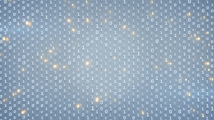 Sticker - Binary code matrix with glowing symbols 3D render