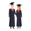 © Gstudio - young couple students graduated characters