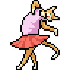 Poster - vector pixel art cat ballet