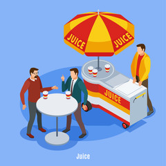 Wall Mural - Street Vending Isometric Background