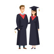 © Gstudio - young couple students graduated characters