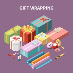 Canvas Print - Gift Boxes Isometric Composition