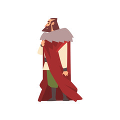 Wall Mural - Majestic Nobleman in Historical Costume, European Medieval Character Vector Illustration