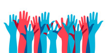 Illustration Of Social Interaction Group Activities By Raising Hands As A Sign Of Expressing Opinions In Politics