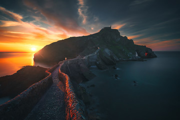 Wall Mural - san juan de gaztelugatxe at beautiful sunset