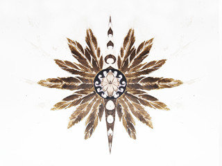 Aufkleber - Ornamental graphic in shape of a star with feathers.