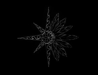 Aufkleber - Ornamental graphic in shape of a star with feathers.