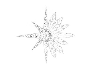 Aufkleber - Ornamental graphic in shape of a star with feathers.