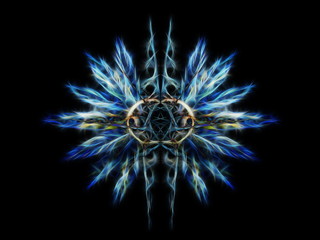 Aufkleber - Ornamental graphic in shape of a star with feathers, fractal effect.