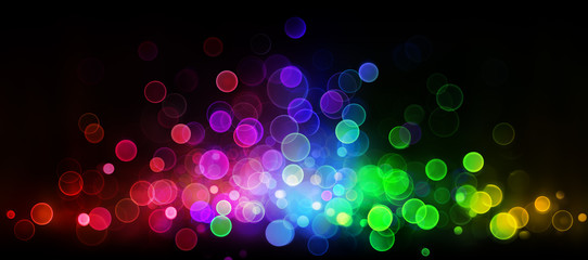 Wall Mural - retro abstract bokeh colorful lights on black in wave