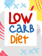 © MichiruKayo - Low carb high fat white collage lettering. Keto diet flat hand drawn illustration.