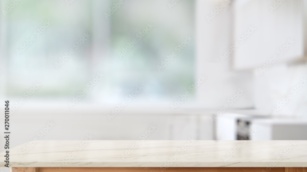 Top marble counter table for product display montage over kitchen ...