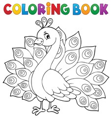 Wall Mural - Coloring book peacock theme 1