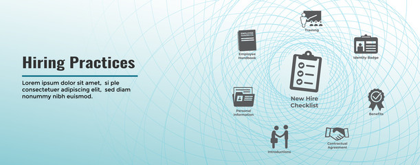 Wall Mural - Hiring Practices icon set and web header banner