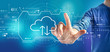 © Tierney - Cloud computing with a man on a blue background