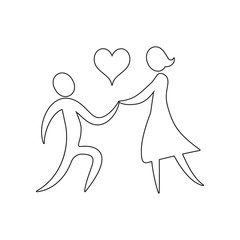 Poster - a loving couple holds a heart icon. Element of valentine's day, wedding for mobile concept and web apps icon. Outline, thin line icon for website design and development